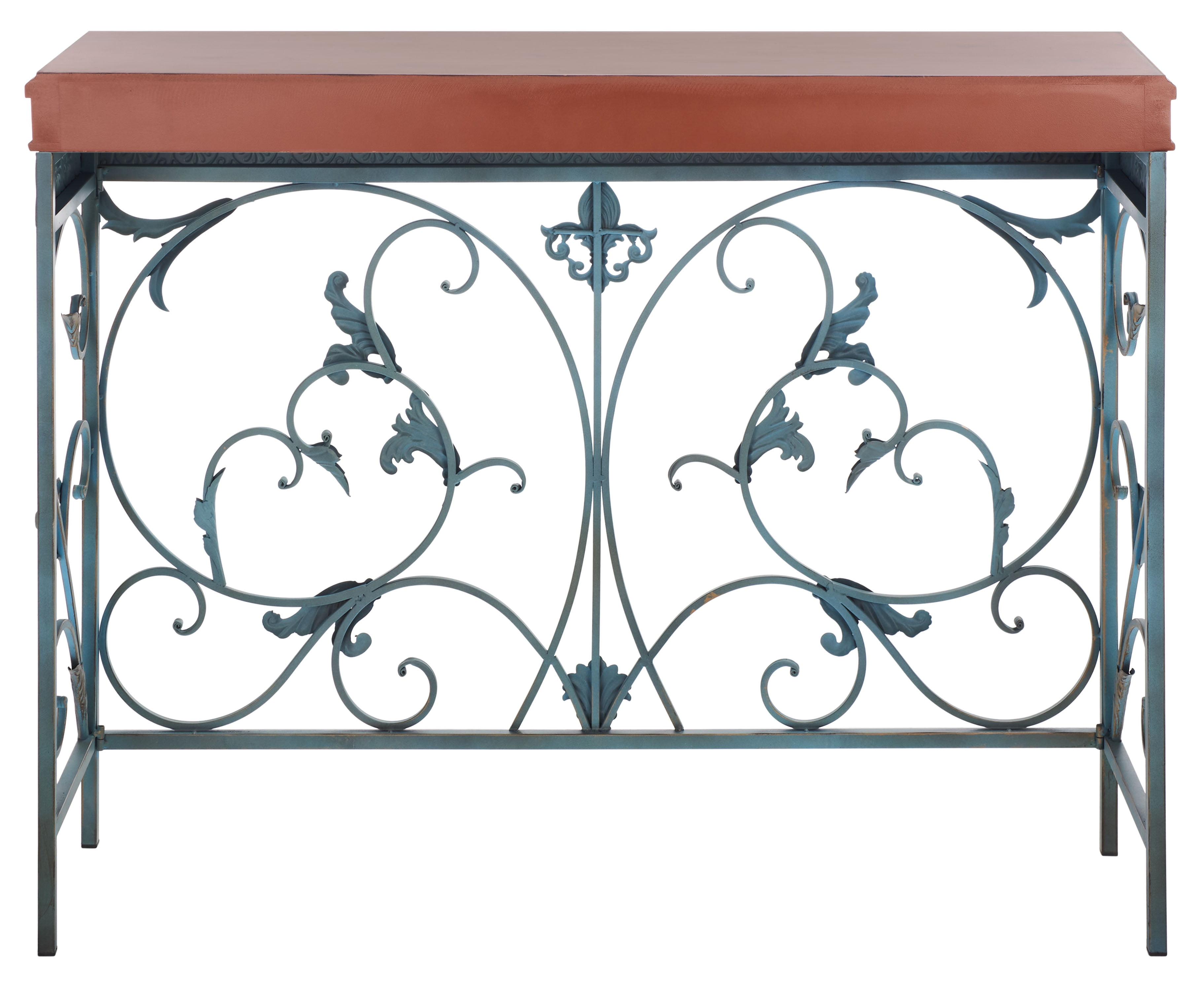 SAFAVIEH Cynthia Traditional Swirls Rustic Console End Table, Brown