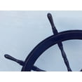 thumbnail image 2 of Hampton Nautical Deluxe Class Dark Blue Wood and Chrome Decorative Ship Steering Wheel 48" - ation, 2 of 4
