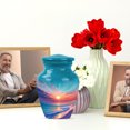 thumbnail image 6 of JAGASY Beach Small Urn for Ashes Adult Female, Teal Urns for Human Ashes Keepsake, Ocean Sunset Orange Blue Clouds Decorative Urns, Yellow Tiny Memorial Urn for Boys & Girls, (3 Inch), 6 of 7
