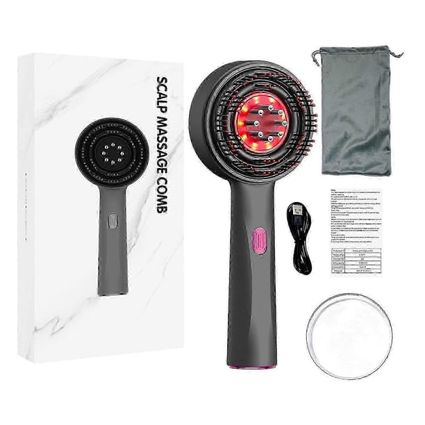 Shiatsu Electric Scalp Massage Comb - Red Light Therapy Hair Growth Treatment, Anti-Hair Loss Massaging Brush with Oil Applicator-2025