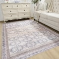 thumbnail image 2 of Wondo Floral Washable Rugs, 6x9 Area Rug for Living Room, Soft Large Boho Bedroom Rug, Botanical Non Slip Ultra Thin Floor Carpet for Dining Room Nursery Office, Light Camel, 2 of 8