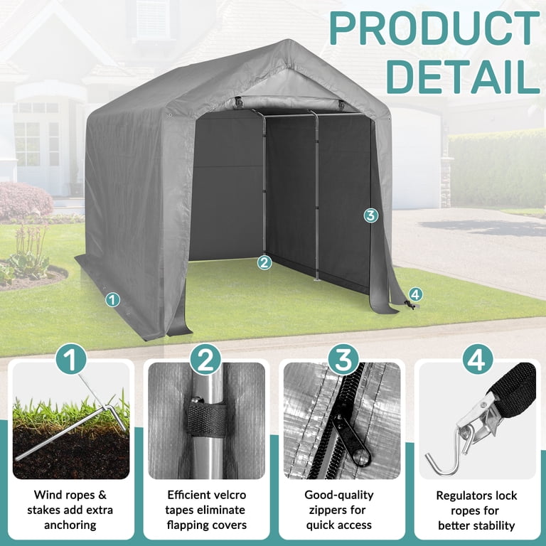 Ktaxon 8'x8' Metal Carport, Outdoor Heavy Duty Car Tent with