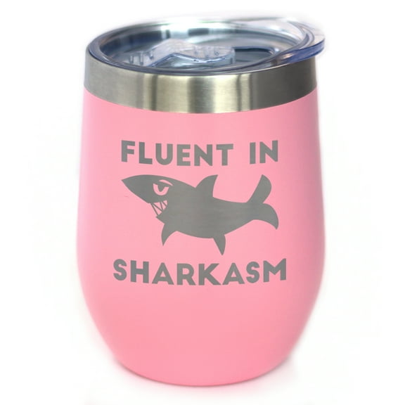 Bevvee Insulated Wine Tumbler 12 oz Sharkasm Shark Lover Gifts Tumblers