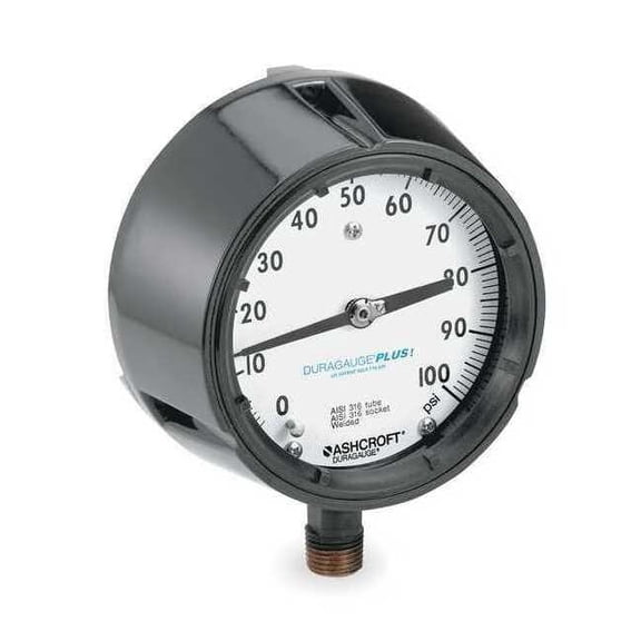 Ashcroft Pressure Gauge,0 to 100 psi,4-1/2In 451279SS04LXLL100