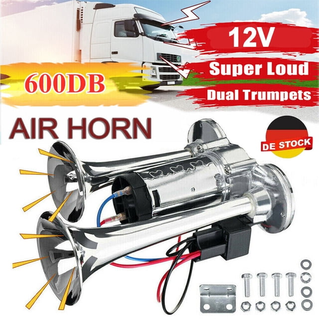 Waterproof Loud Train Horn, High-Quality Chrome Plating for Vehicles, Improved Air Compressor with Strong Air Pressure, Stable Performance 12V System