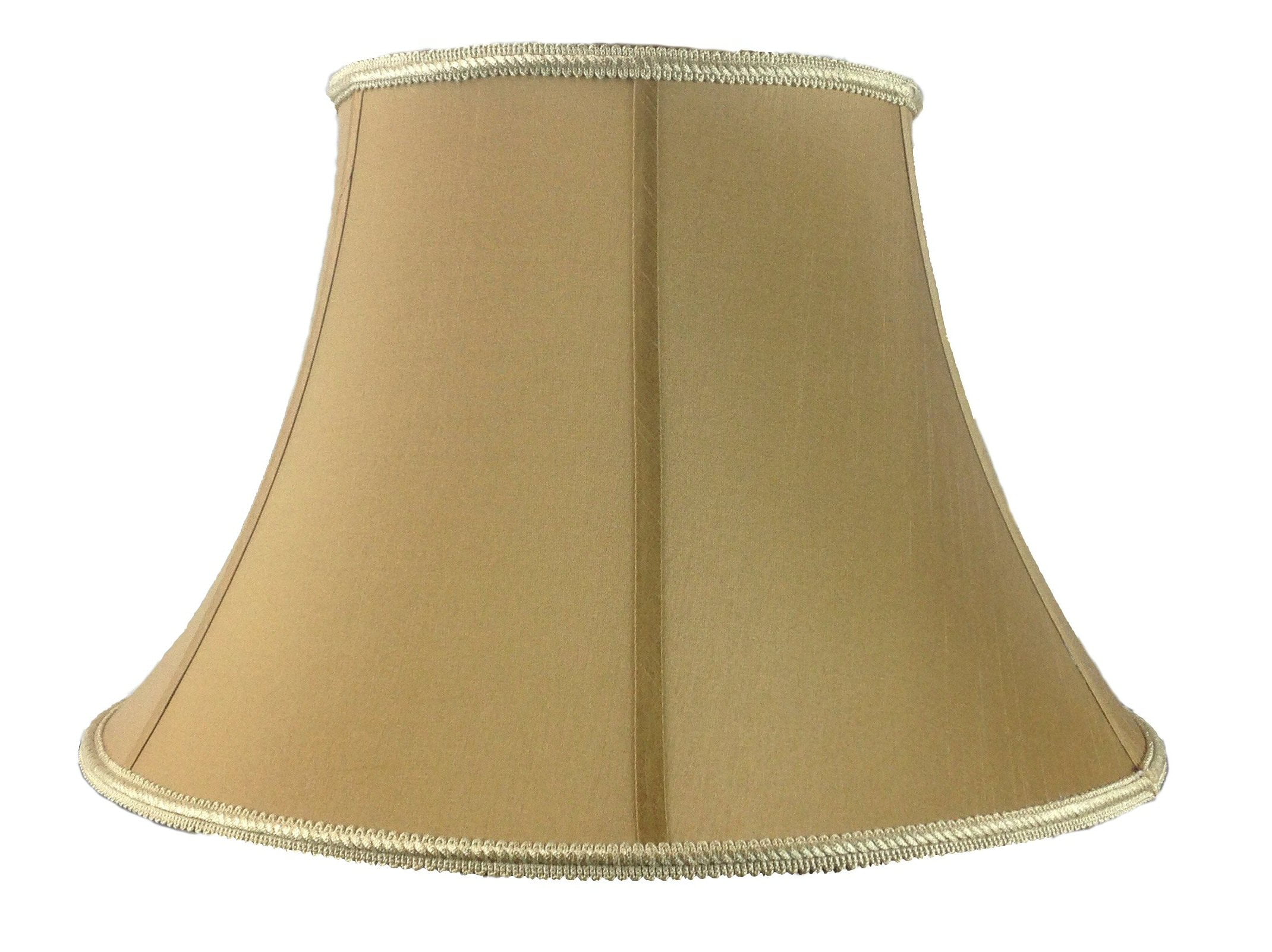 10 x 18 x 12 Gold Fabric Bell Lamp Shade with Piping and Woven Light