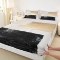 thumbnail image 5 of Castle Fairy Mid Century Watercolor Rectangle Queen Sheets 4 Pieces,Minimalist Retro Aesthetics Queen Sheet Sets,Beige Black Gold,1 Flat Sheet, 1 Fitted Sheet and 2 Pillowcases, 5 of 7