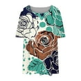 thumbnail image 4 of Uaswgudfs Plus Size Women's Short Sleeve Blouse with Relaxed Fit & Floral V-Neck for Casual SummerGreenXL, 4 of 5