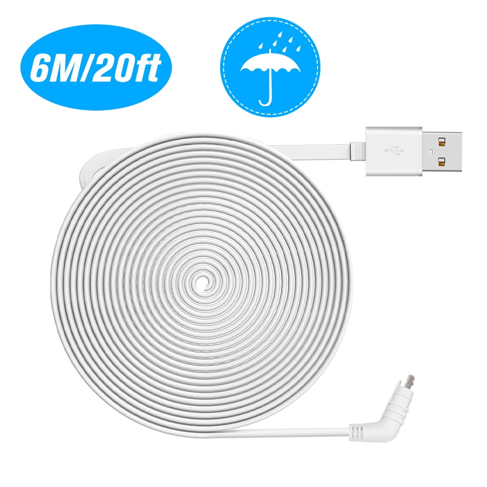 6M//20ft USB Charging Power Cable with Plug for Arlo Pro//Arlo Pro2//Arlo GO Camera