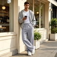 thumbnail image 6 of Men's Baggy Sweatpants Wide Leg Lounge Cotton Casual Jogging Pants With Pockets | High Waist Drawstring,Open Bottom,Workout Athletic Outfits Gray XL, 6 of 7