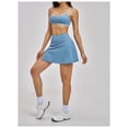 thumbnail image 4 of PISONIC Womens 2 Piece Skirt Set Workout Outfits Tennis Skirts with Built-in Shorts and Spaghetti Strap Sports Bra Gym Yoga Set, 4 of 6