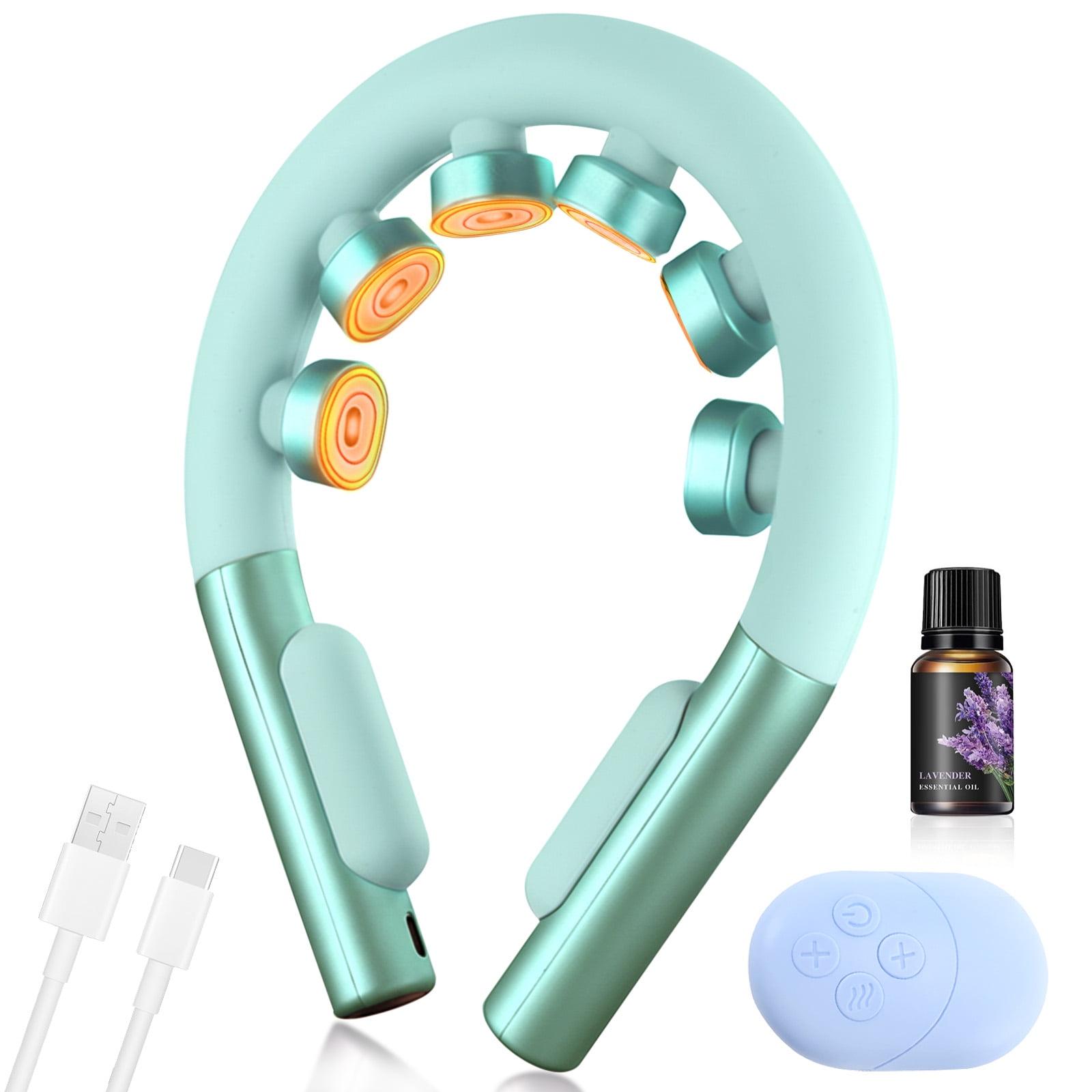 Neck Massager with heat, Electric Pulse Neck Massager for Pain Relief, Remote Control Wireless Neck Massager with 10 Modes