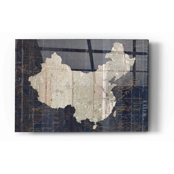 Epic Art 'Old World Map China' by Wild Apple Portfolio, Acrylic Glass Wall Art, 16"x24"