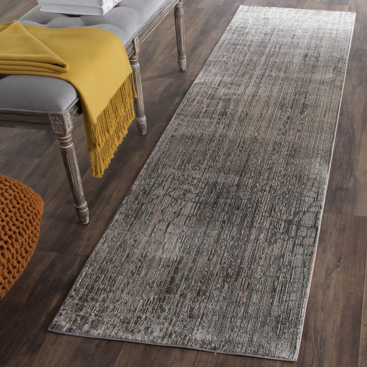 SAFAVIEH Valencia Nurten Abstract Polyester Area Rug, Grey/Multi, 3' x 5'