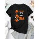 thumbnail image 2 of Creative English Gene Basketball Pattern Printed Women'S Fashionable Round Neck Short Sleeve, Simple Casual Sports T-Shirt, Comfortable Summer Top for Women During Holidays., 2 of 6