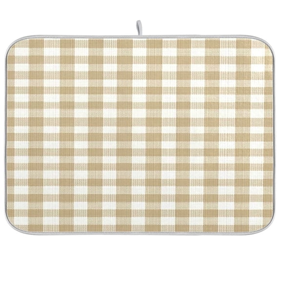 Iauyy Dish Drying Mat for Kitchen Counter, Super Absorbent & Hanging 16x18 / 18x24 Inch (S/M) White Checkered Pattern