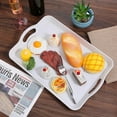 thumbnail image 4 of Set of 2 Large White Melamine Serving Tray with Handles, Rectangular Outdoor Dinner Plastic Fruit Platters Trays for Eating, Appetizer, Charcuterie, Snack, Fruit, Desserts, Food Parties, 4 of 6