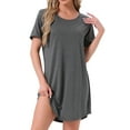 thumbnail image 4 of INSPIRE CHIC Women's Sleepshirt T-shirt Dress Colorful Striped Short Sleeve Nightshirt Nightgown 2XL Gray, 4 of 6