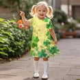 thumbnail image 4 of Niñas Vestido de Día de San Patricio Manga Corta Cuello Redondo Verano Casual para 3-12 Años Niños Niños, 4 of 9