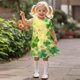 thumbnail image 4 of Niñas Vestido de Día de San Patricio Manga Corta Cuello Redondo Verano Casual para 3-12 Años Niños Niños, 4 of 9
