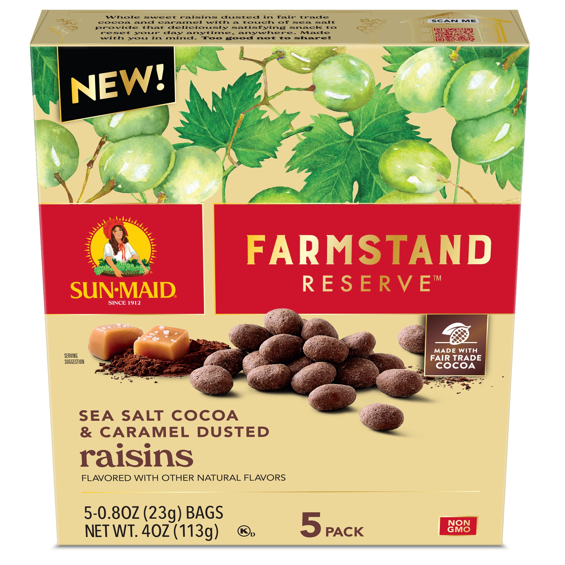 Sun-Maid® Farmstand Reserve™ Sea Salt Coca Carmel Raisins 5-Count Box/.8oz Bag
