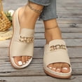 thumbnail image 6 of Xdegoge Mules for Women Wedge Slide Sandals Peep Toe Classic Horsebit Hardware Backless Slip On Dressy Casual Office Summer Comfort Daily Walking Shoes, 6 of 7