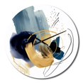 thumbnail image 2 of Designart "Landscape with Dark Blue and Gold Strokes V" Modern Geometric Oversized Wall Clock, 2 of 5