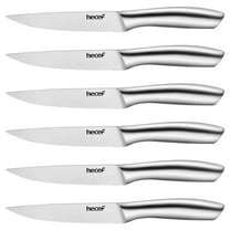 Hecef All-Steel Steak Knife Set of 6, High-Carbon Stainless Steel Serrated Edge Dishwasher safe Knives