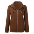 thumbnail image 4 of Baberdicy Womens Winter Coats Women Autumn Winter Long Sleeve Fleece Warm Hoodless Stand Collar Solid Color Zip Jacket Womens Winter Coats Coffee, 4 of 5