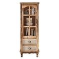 thumbnail image 5 of AENKYO 54" Rustic Wood Cabinet with Tempered Glass Door & 2 Drawers, Farmhouse Display Accent Chest, Antique Brown, 5 of 8