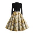 thumbnail image 6 of Christmas Dresses for Women Women's Fashion Round Casual Slim Fit Christmas Print Large Swing Long Sleeve Dress with V Neck for Holiday Party,Gold,2XL, 6 of 6