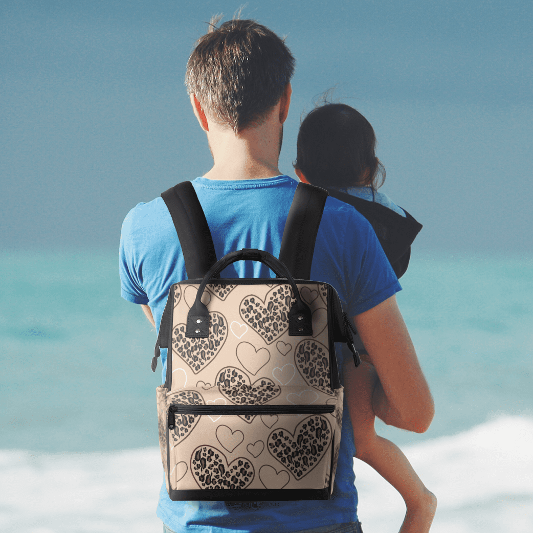 Leopard Diaper Bag Backpack for Mom, Large Capacity Travel Backpack, Multi-Pocket Backpack with Adjustable Straps, 15.7x11x7In