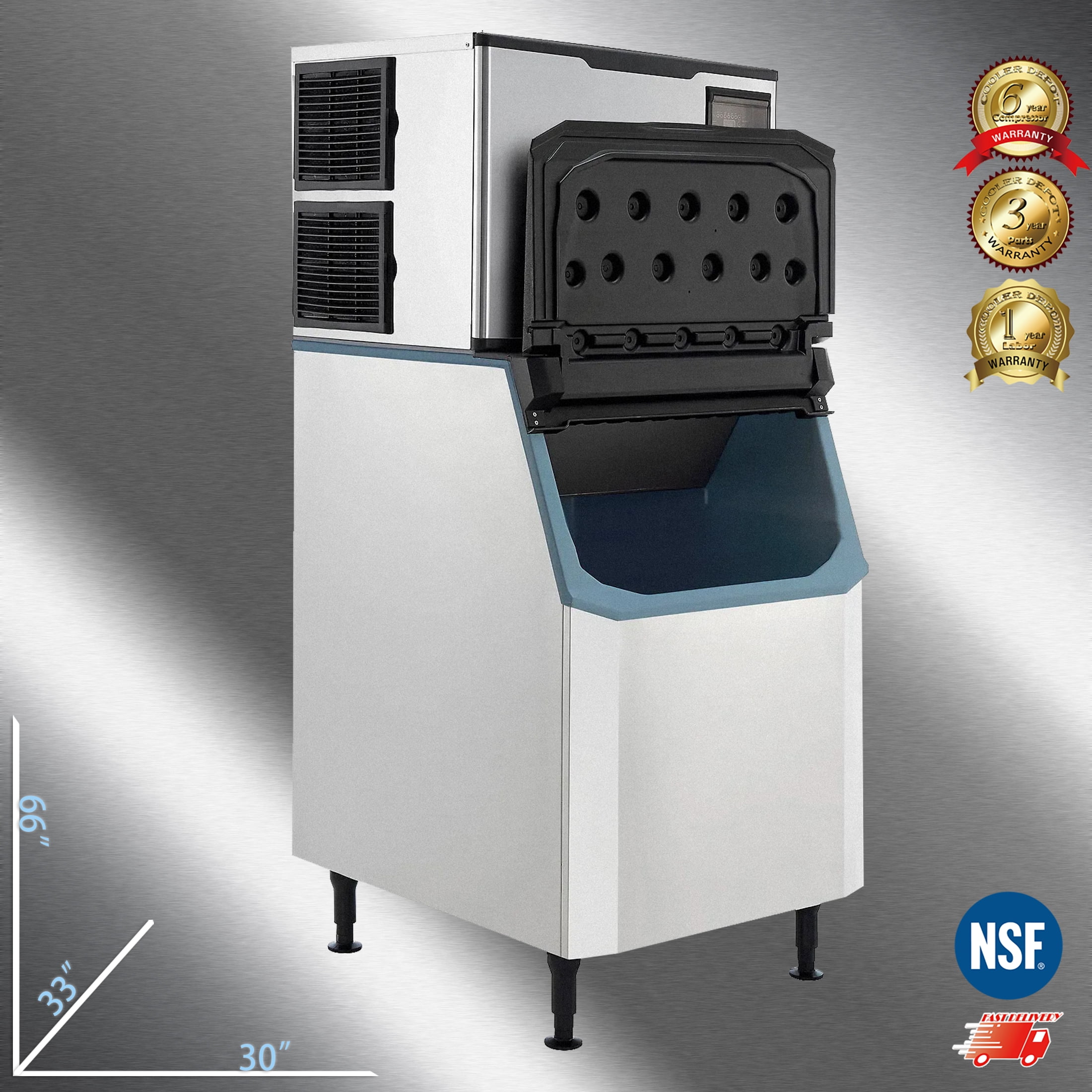 Cooler Depot 1000 lb Commercial Half Cube Ice Maker Machine for Milk Tea & Coffee, NSF-Certified, Model SK-1029