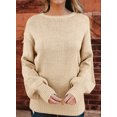 thumbnail image 3 of Asyoly Women Back Knot Sweaters Casual Long Sleeve Solid Color Crewneck Knitted Pullover Trendy Jumper Tops, 3 of 5