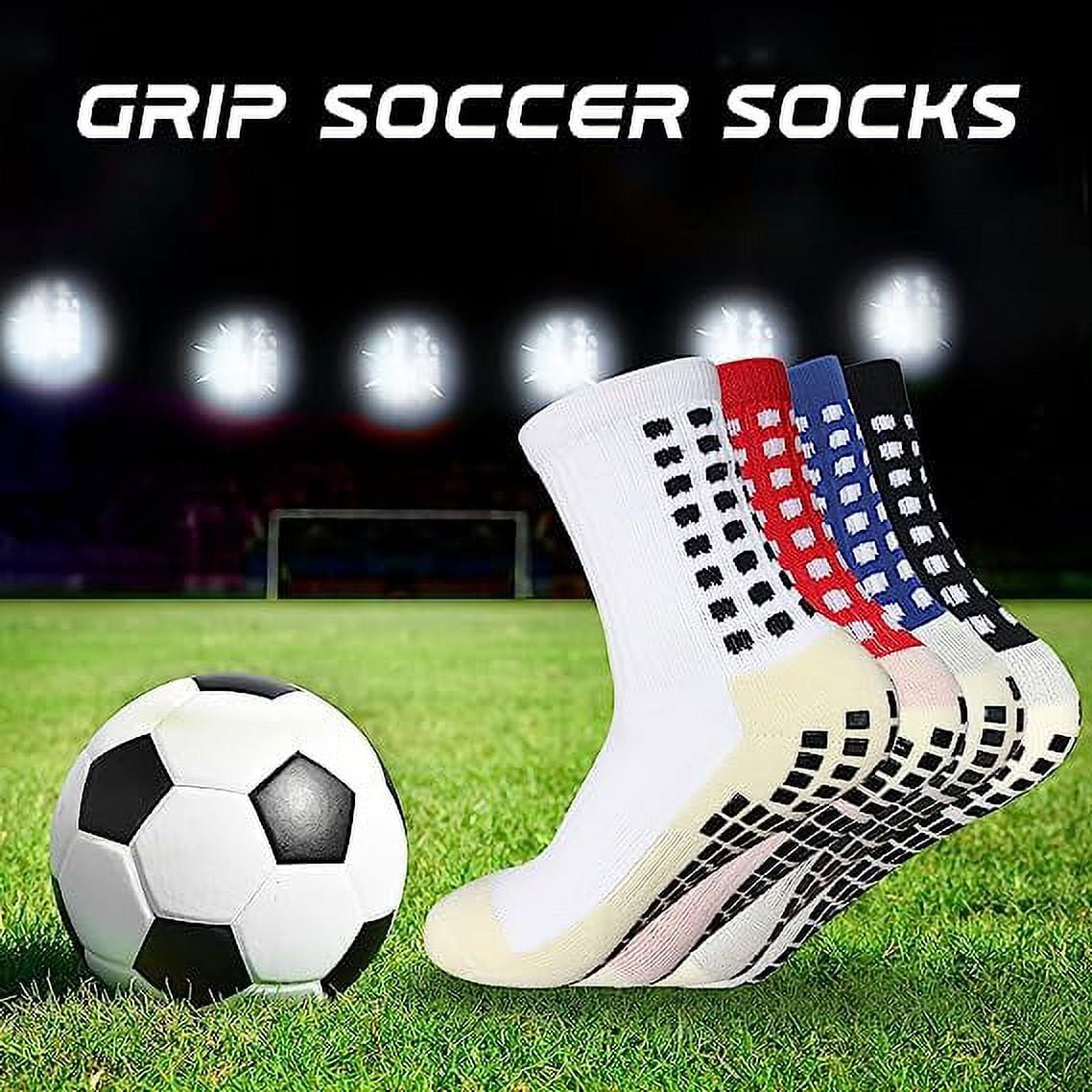 Men's Soccer Socks Anti Slip Non Slip Grip Pads for Football Basketball  Sports Grip Socks, 4 Pair 