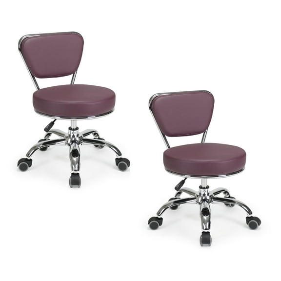 Set of 2 Dayton Pedicure Stool (Burgundy) Pneumatic, Adjustable Height, Perfect for Nail Salon, Pedicure spa