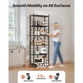 thumbnail image 3 of VEVOR 6-Tier Foldable Storage Shelf, 24W x 12D x 72H Inch Folding Metal Rack Shelving Unit, No Assembly Organizer Shelf with 5 Wheels & 4 Hooks for Pantry, Kitchen, Garage, Basement, Black, 3 of 9