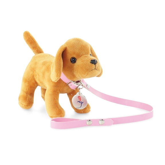 Emily Rose 18 Inch Doll Pet Puppy Dog Accessory Set - Brown Plush Toy Dog with Leash, Collar & Tag - Compatible with My Life As Dolls