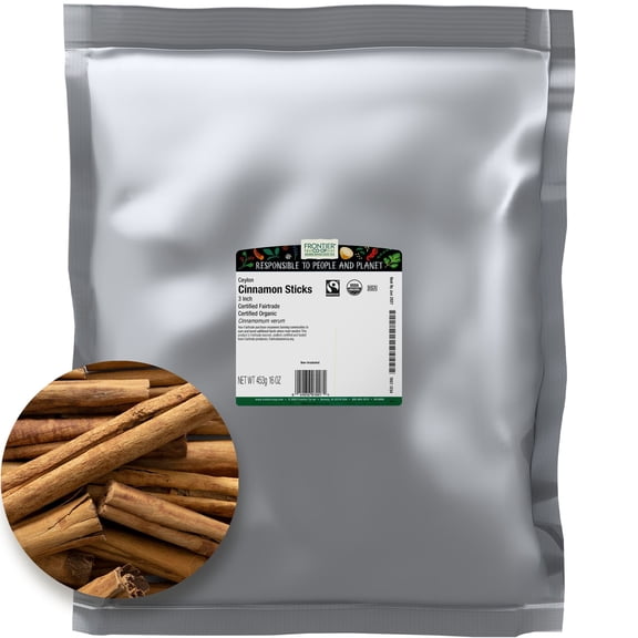 Frontier Co-op Certified Organic Ceylon Cinnamon Sticks, 16 oz. Bag, Fairtrade Certified, 3-inch
