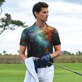 thumbnail image 3 of Picia Colorful Ink Style Dragon Print Men's Polo Shirt, Two-Button Closure Pique Polo Shirt, Summer Fashion Golf Shirt-3X-Large, 3 of 6