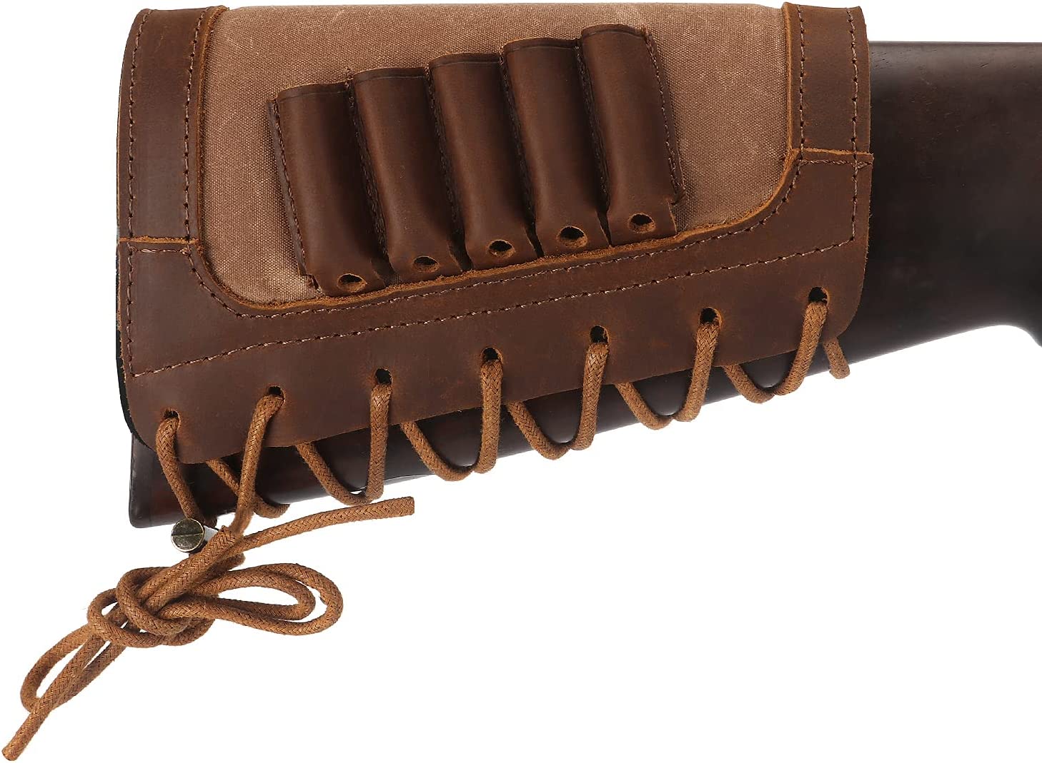 TOURBON PU Leather Cheek Rest With Shell Holder For Rifle Buttstock – Fits 45-70 Etc. (T-HA1056PULE)