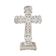 thumbnail image 4 of Natural & Distressed White Wooden Cross w/ Rosette Center & Base 13x8x5, 4 of 4
