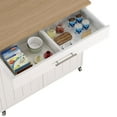 thumbnail image 5 of Jarenie 41" Kitchen Storage Island, Wooden Rolling Kitchen Island On Wheels with Wood Top, Mobile Kitchen Island Cart with Towel Rack, Spice Rack and Drawers, White, 5 of 9