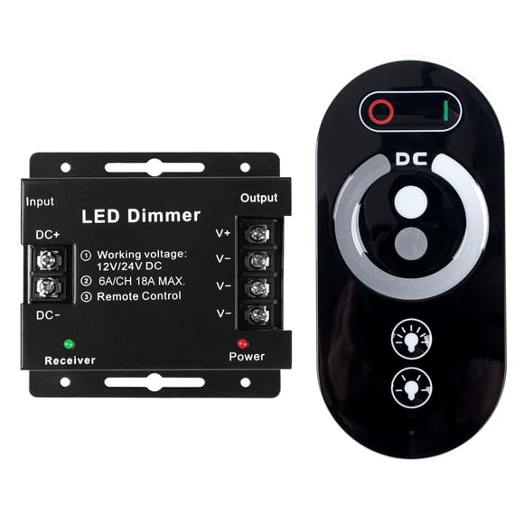 Interruptor regulador LED Sorfia DC 12V-24V 18A con control remoto inalámbrico