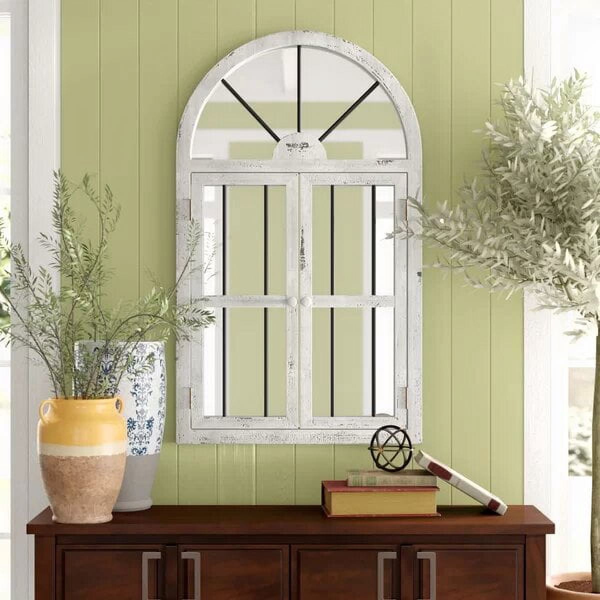 Arched Window Wall Mirror White 42" x 25" by Aspire