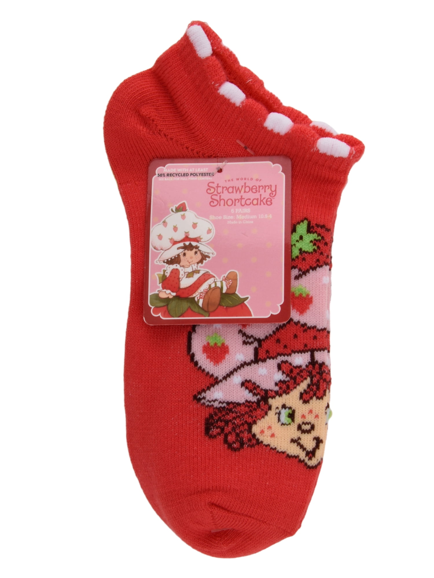 Strawberry Shortcake Girls No-Show Socks, 6-pack, Sizes S-L