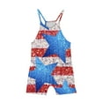 thumbnail image 4 of Odeerbi 5-14 Years Kids Girls Summer Jumpsuit Independence Day Print Camisole Romper Casual Sleeveless Strap Overalls Bib Overall Shorts with Pockets, 4 of 5