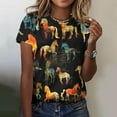 thumbnail image 5 of T-Shirts de Course de Chevaux pour Femmes Grande Taille Vintage Rétro Graphiques Tees Coupe Ample Chandail Amusant, 5TG, 5 of 5