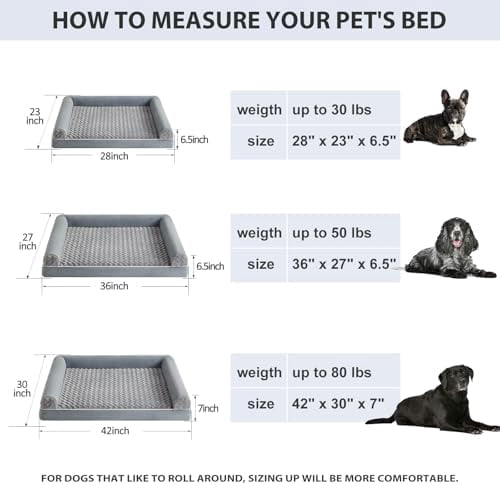 Dog Beds for Large Dogs, Orthopedic Dog Bed for Medium Large Dogs,Big Waterproof Couch Pet Bed with Removable Washable Cover Grey,42"L x 30"W x 7"Th