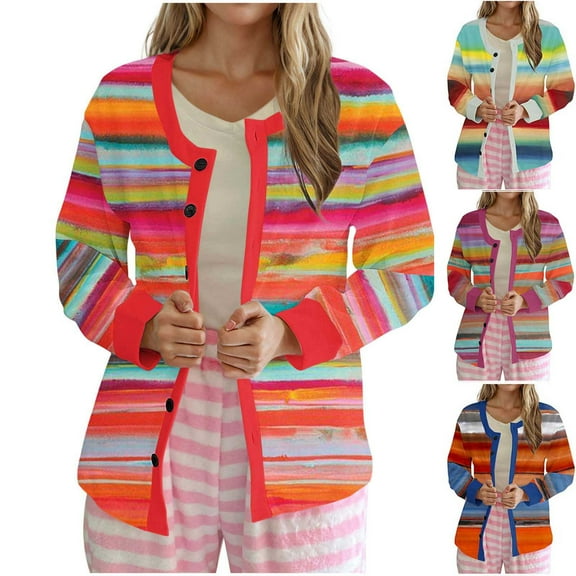 UTSJKR Cardigan Sweaters for Women Slouchy Cardigan Coat for Women Tie Dye Print Long Sleeve V Neck Chunky Sweater Loose Comfy Outerwear Blue S